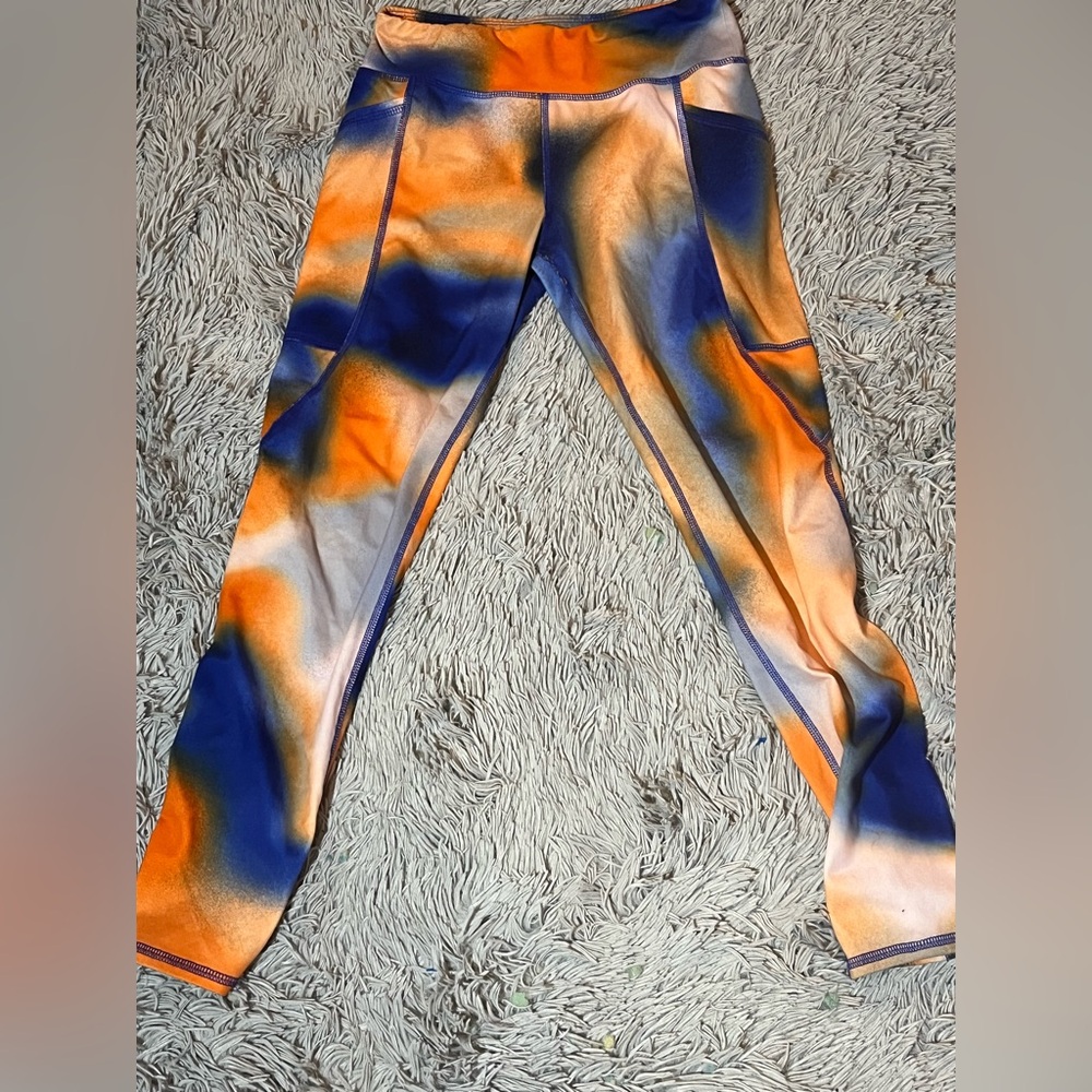 Athletic Works Vibrant Tie-Dye Leggings Orange Blue